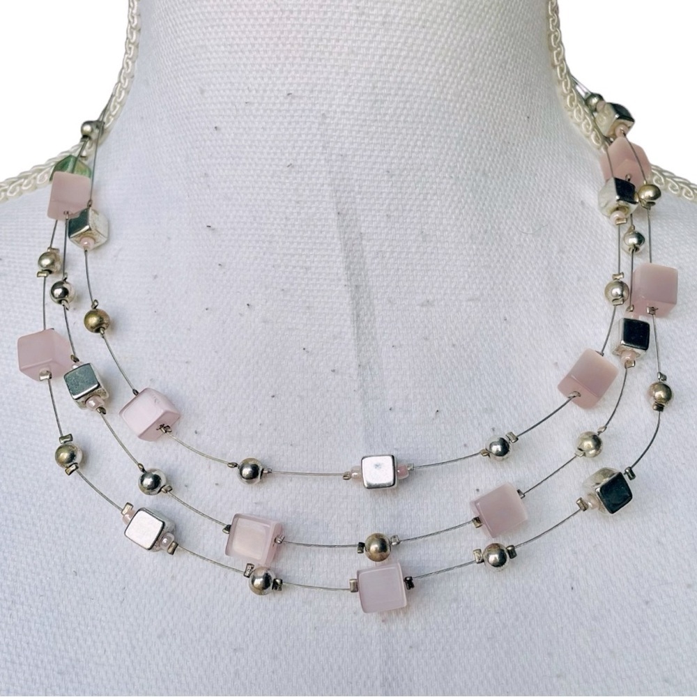 Elegant Pink and Silver Necklace